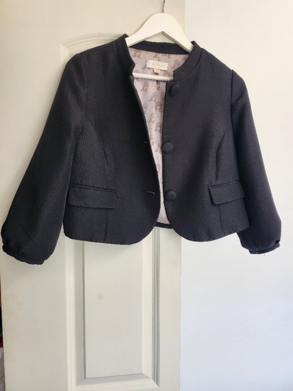 Black Waist-Length Blazer, Size M by Erin Fetherston